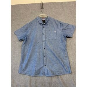 Roark Revival Mens XL Japanese Indigo Dyed Micro Dot Short Sleeve Button Down